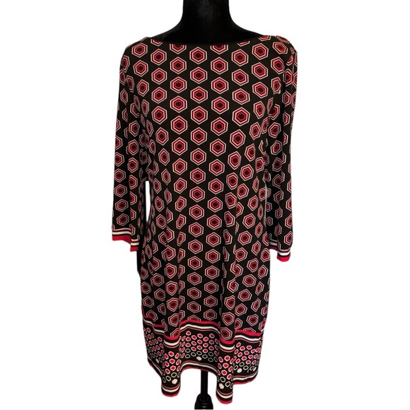 WHBM Patterned Dress w 3/4 Sleeves - Picture 5 of 10